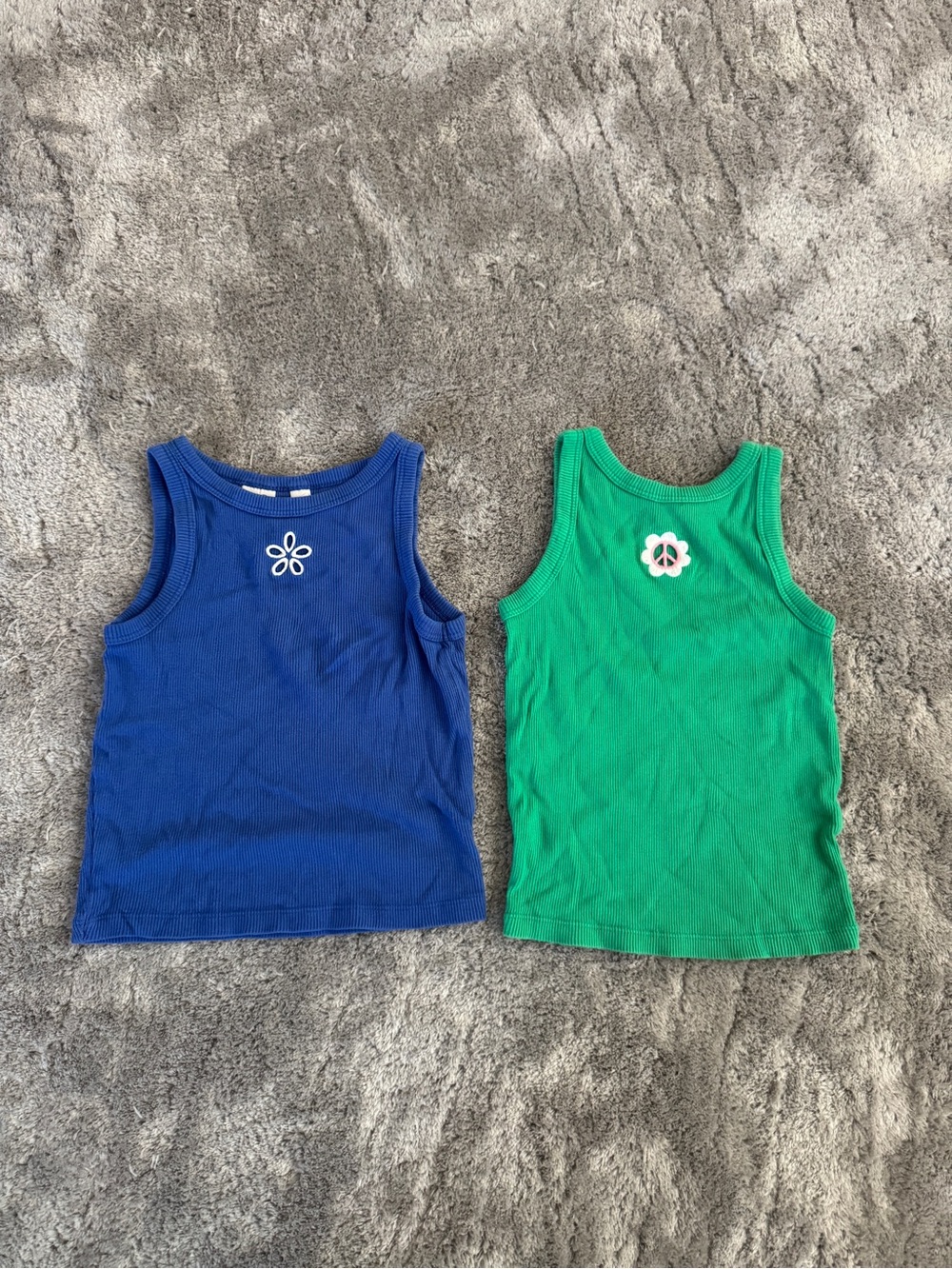 Gap Blue & Green Floral Ribbed High Neck Tank Top Set